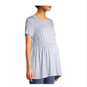 NEW Time and Tru Maternity Striped Baby Doll Short Sleeve Shirt